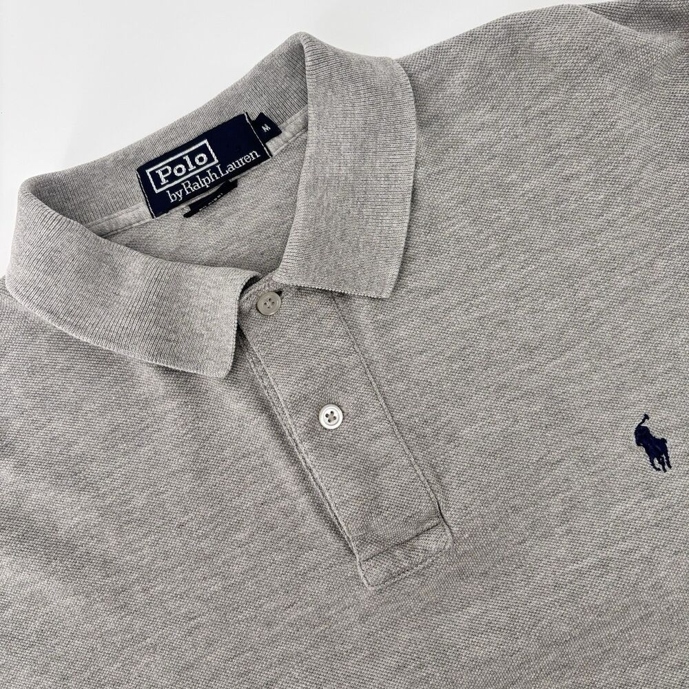 Polo Ralph Lauren Men's M Gray Long Sleeve Polo 100% Cotton Pony